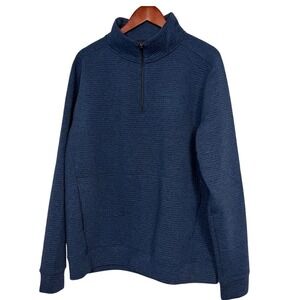 VRST‎ Mens Quarter Zip Pullover Textured Blue Heather Mock Neck Sweatshirt L